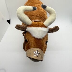 Texas Longhorn Bull Plush Toy Brown Star Bandana Stuffed Animal 6 in Lone Star